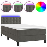 BOXSPRINGBETT 90/200 Cm Grau Samt - Dunkelgrau, Textil (90/203cm) - vidaXL