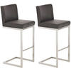 BARHOCKER 2er Set Lederlook braun - Braun, Textil/Metall (42/104/48cm) - CLP