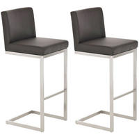 BARHOCKER 2er Set Lederlook braun - Braun, Textil/Metall (42/104/48cm) - CLP