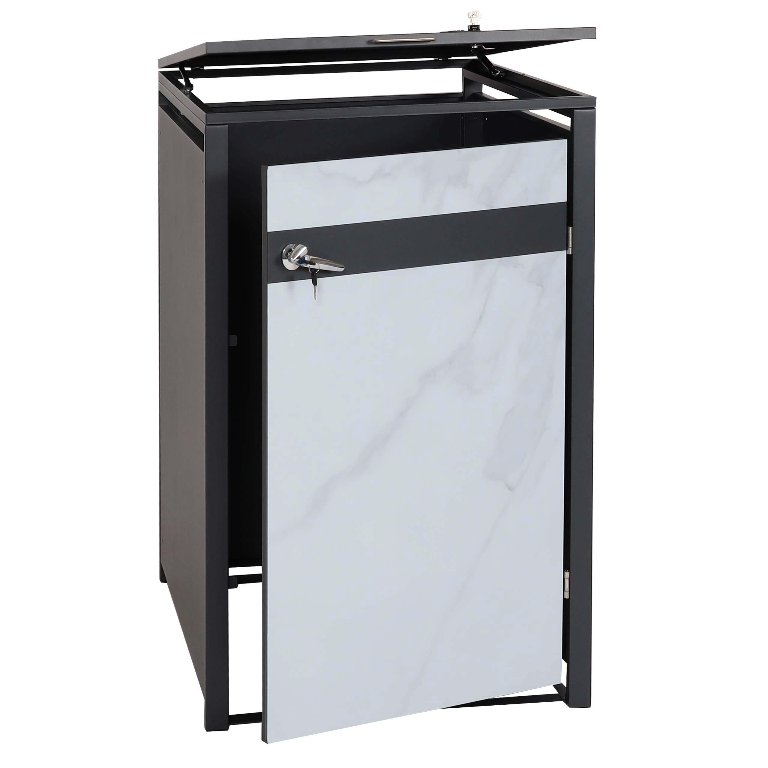 MÜLLTONNENBOX 1er 117x68x80cm Anthrazit Marmor-Optik hell - Creme, Metall (68/117/80cm) - PROREGAL