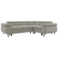 ECKSOFA ORSO L Hellgrau Stukture - Rechts Seite - Hellgrau/Schwarz, Textil/Metall (268/197cm) - MKS