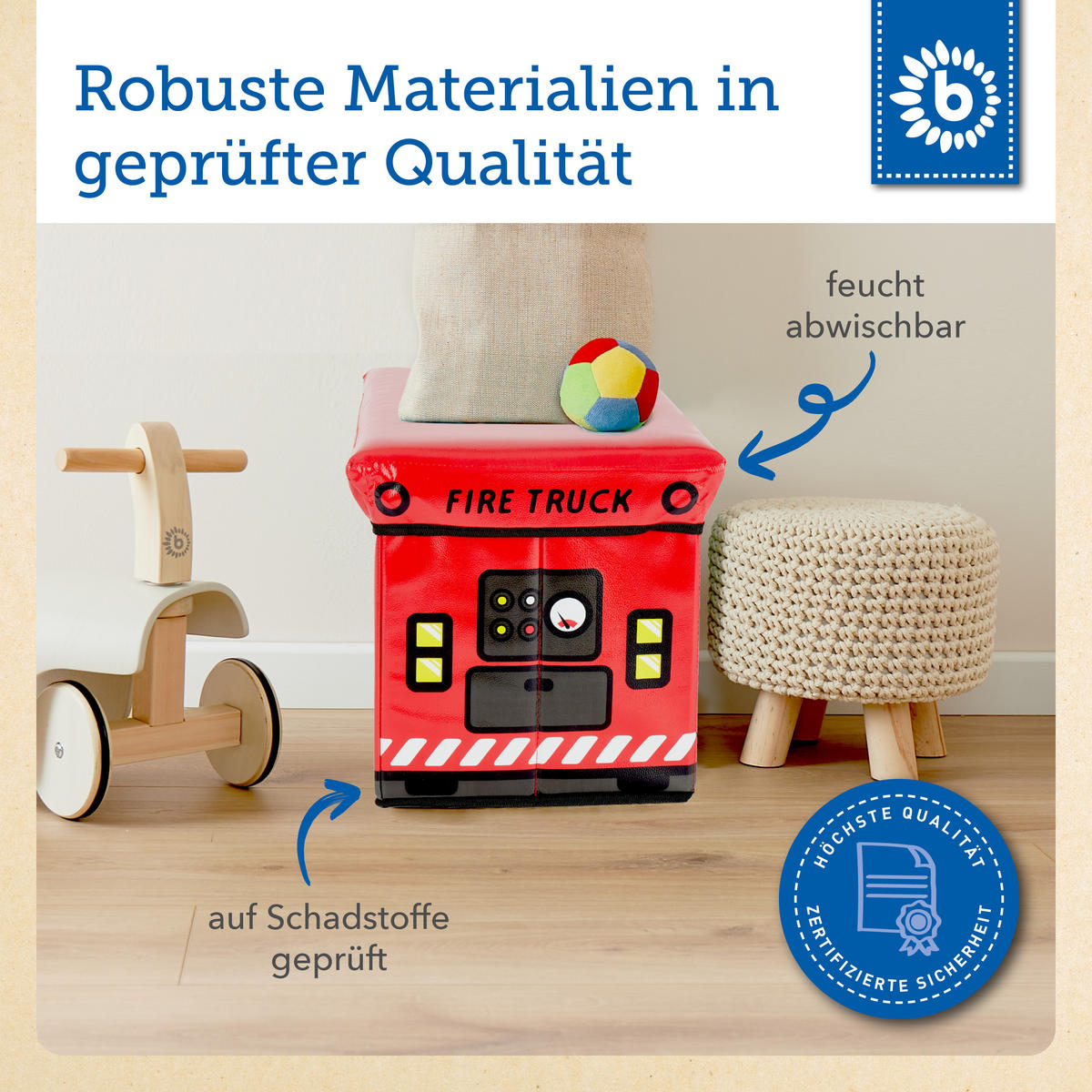 AUFBEWAHRUNGSBOX mit Deckel Kinder Feuer - Rot, Kunststoff (31/49cm) - Bieco Spielwaren