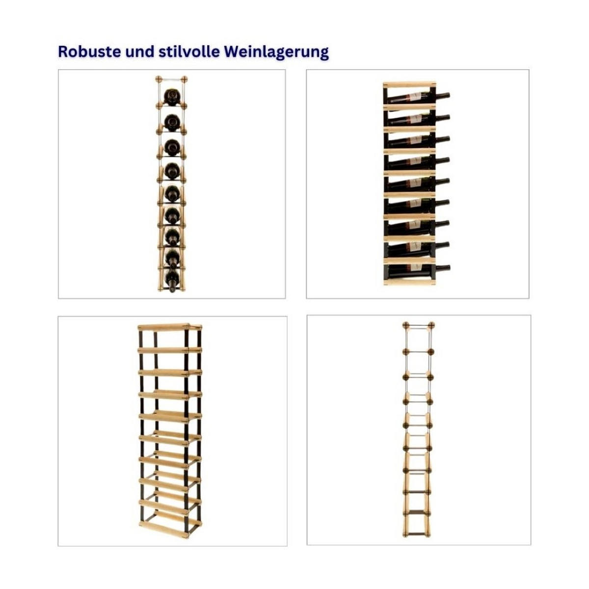 WEINREGAL Vinotega Mod Metal 92,5x12,5x24,5 cm 1x9 Flaschen Massives Kiefernholz Natur - Naturfarben, Holz (12.5/92.5/24.5cm) - PROREGAL