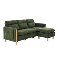ECKSOFA DE-33940 mit Stauraumhocker und Seitentaschen Grün - Grün, Holz (77/201cm) - ComfortXL