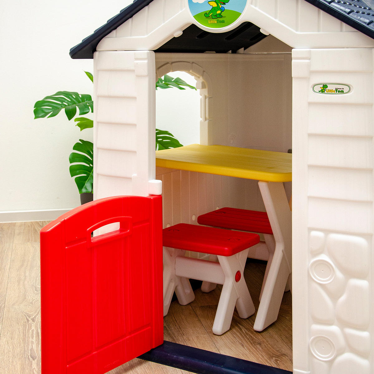 SPIELHAUS mit Tisch 95/104/118 cm, Weiß - Weiß, Kunststoff (95/118/104cm) - Littletom