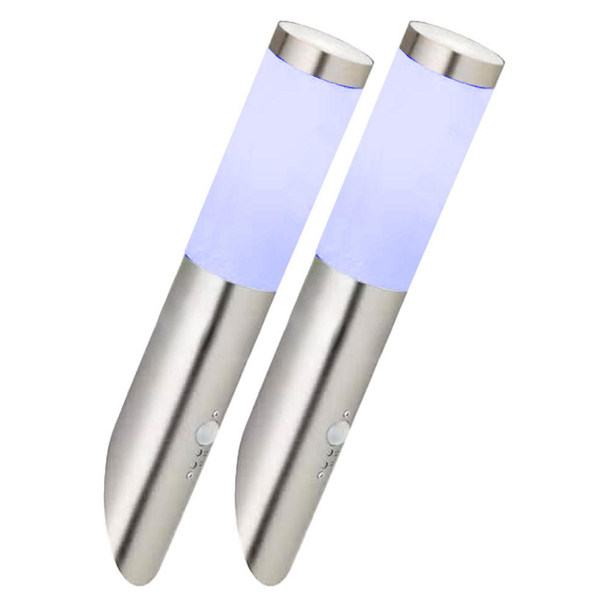 LED AUSSENLEUCHTE Edelstahl Silber Opal 2er Set - Silberfarben, Kunststoff (7.6/7.6/40cm)