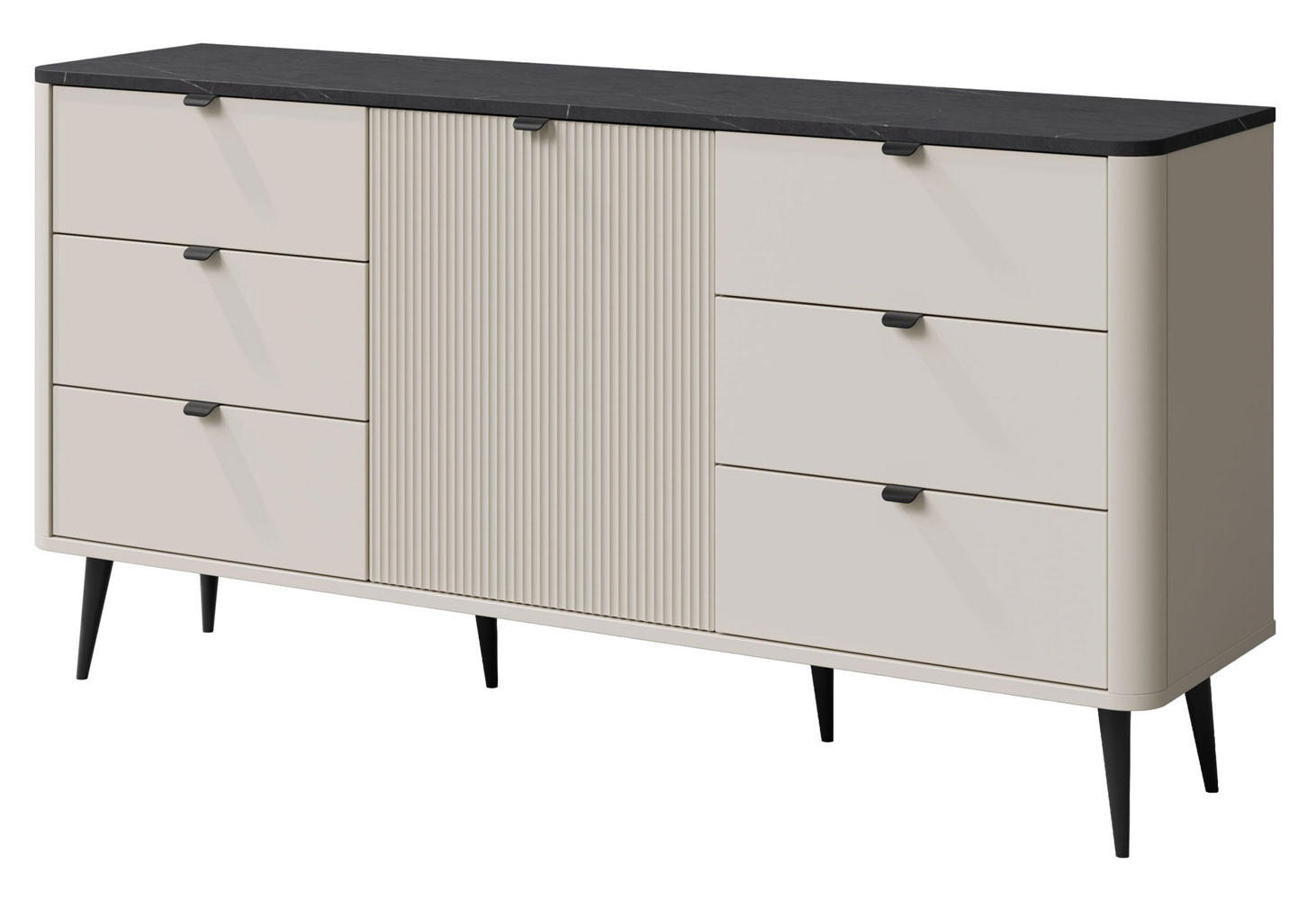 KOMMODE Marly Kaschmir / Graustein 160 / 40 / 82cm - Kaschmir/Beige, Holz/Holzwerkstoff (160/82/40cm) - Feldmann-Wohnen