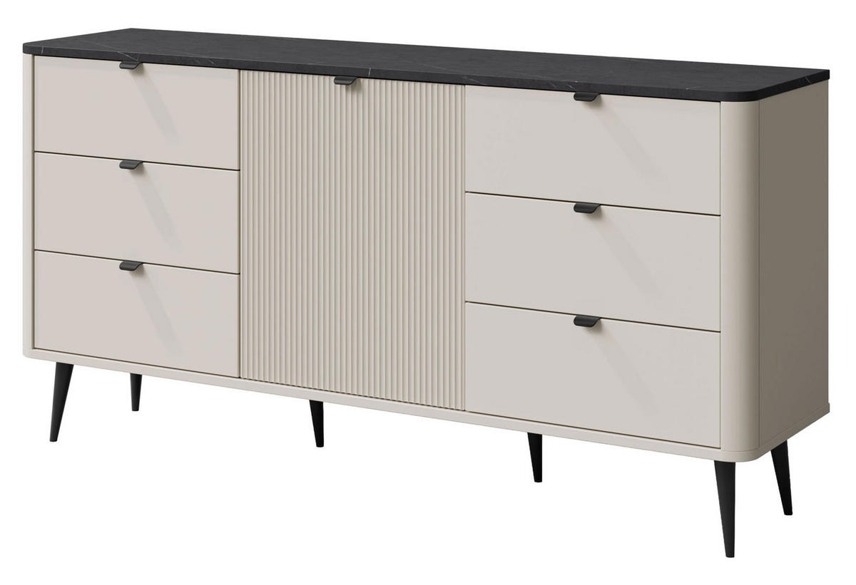 KOMMODE Marly Kaschmir / Graustein 160 / 40 / 82cm - Kaschmir/Beige, Holz/Holzwerkstoff (160/82/40cm) - Feldmann-Wohnen