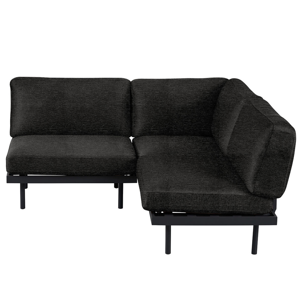 OUTDOOR-ECKSOFA - Schwarz, Textil/Metall (172/80/172cm) - home24