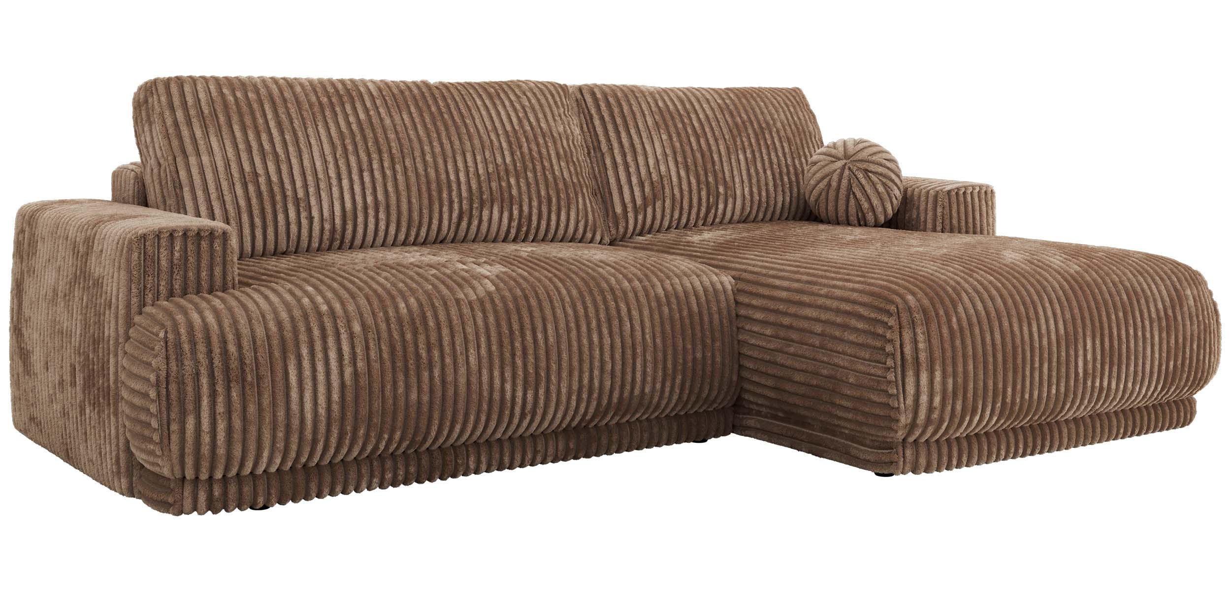 ECKSCHLAFSOFA RINA L Braun Cord - rechts - Schwarz/Braun, Kunststoff/Textil (170/267cm) - MKS