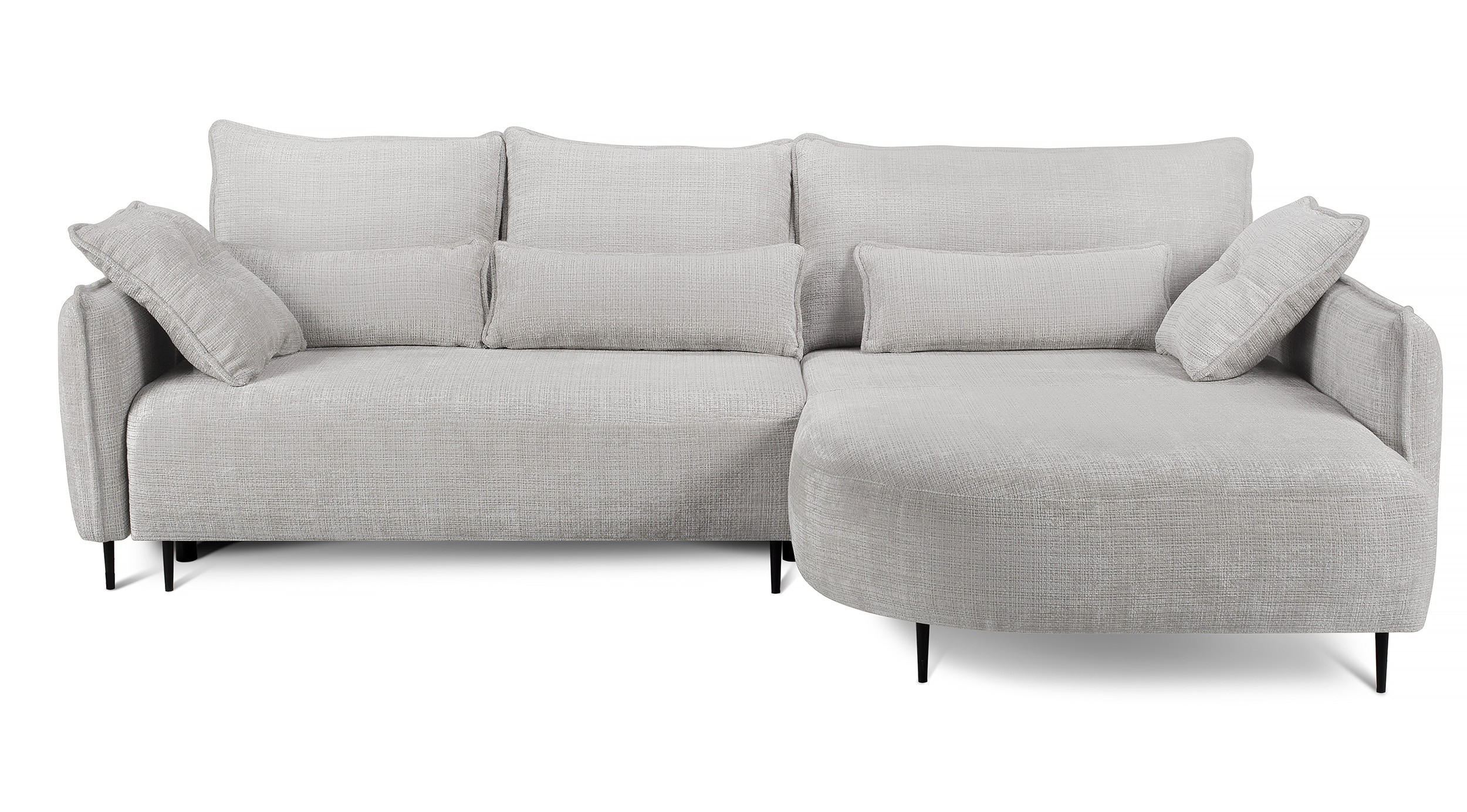 ECKSOFA Oblivio Hellgrau Chenille - Hellgrau/Schwarz, Textil/Metall (285/200cm) - Selsey