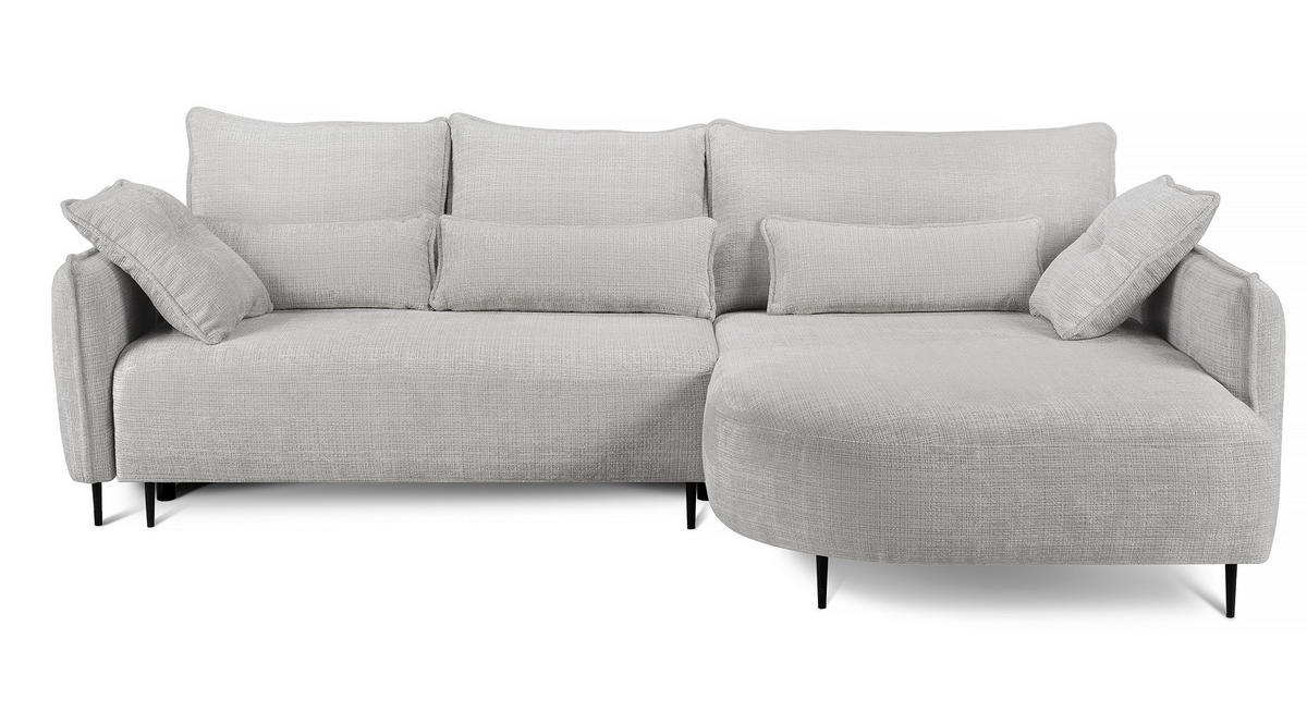 ECKSOFA Oblivio Hellgrau Chenille - Hellgrau/Schwarz, Textil/Metall (285/200cm) - Selsey