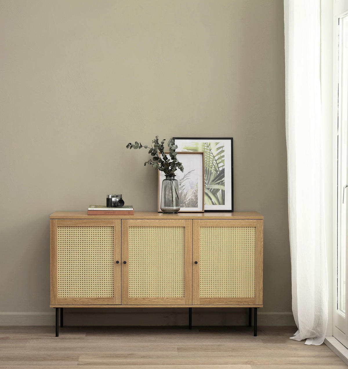 SIDEBOARD Mogest 140 cm - Beige/Schwarz, Holzwerkstoff/Kunststoff (140/80/40cm) - Selsey