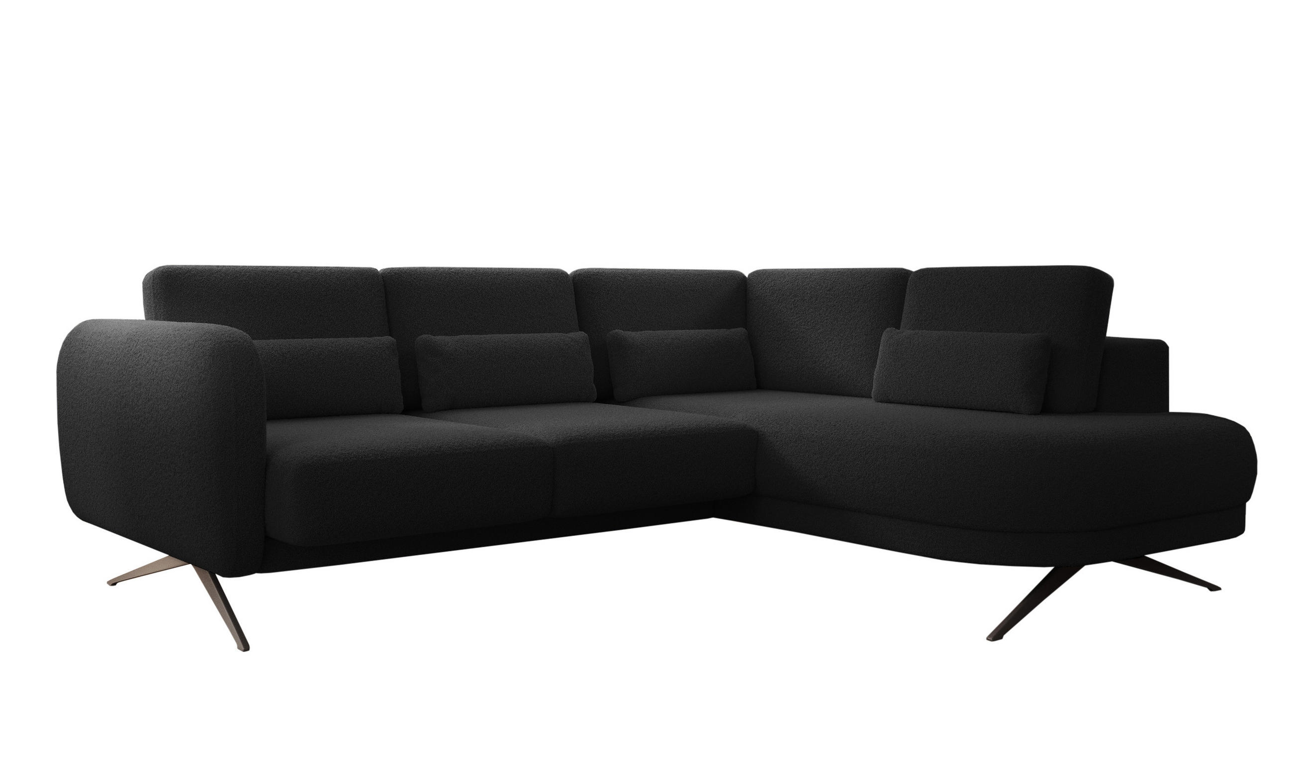 ECKSOFA ILUSIO L 250x205cm, Schlaffunktion, Schwarz, Rechts - Schwarz, Holz/Textil (248/205cm) - DomoHome