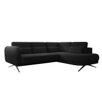 ECKSOFA ILUSIO L 250x205cm, Schlaffunktion, Schwarz, Rechts - Schwarz, Holz/Textil (248/205cm) - DomoHome