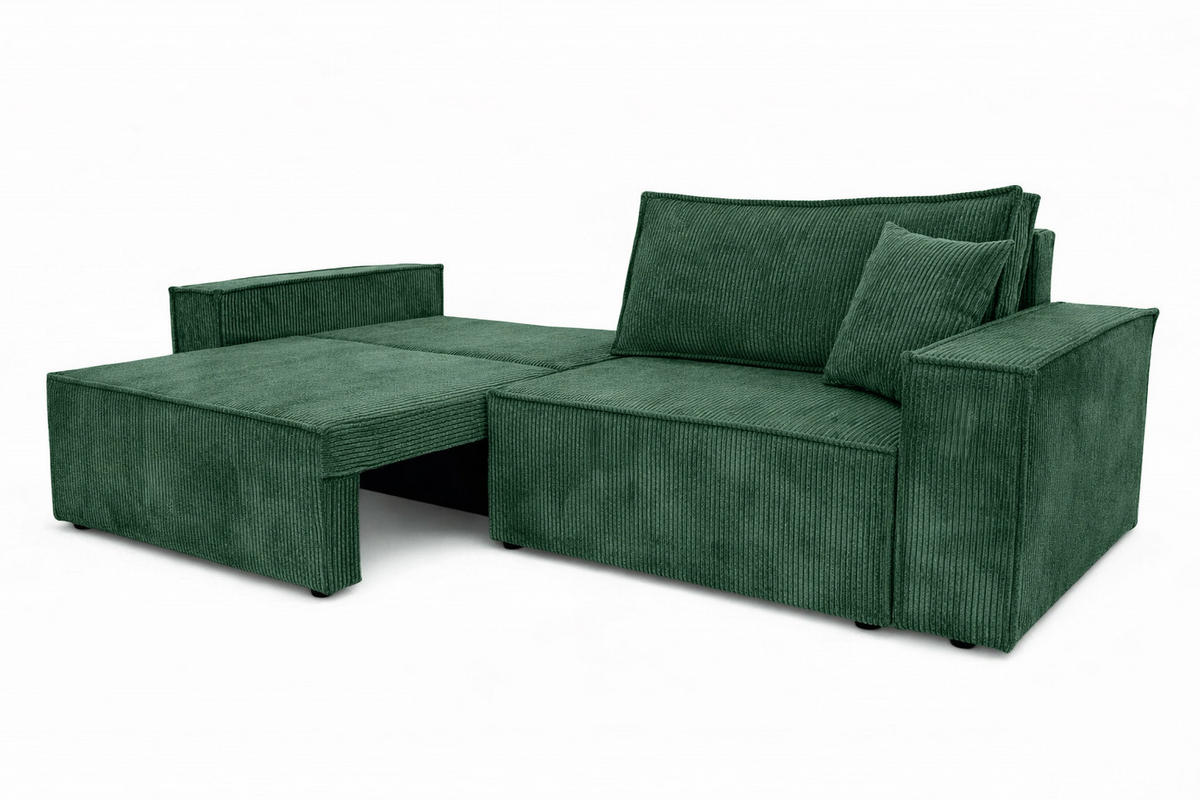 SOFA Mit Schlaffunktion Und Bettkasten, Cordstoff Poso, Hellgrau, BEST SCORNER - Grün, Holz (245/83/90cm) - Kaiser Möbel