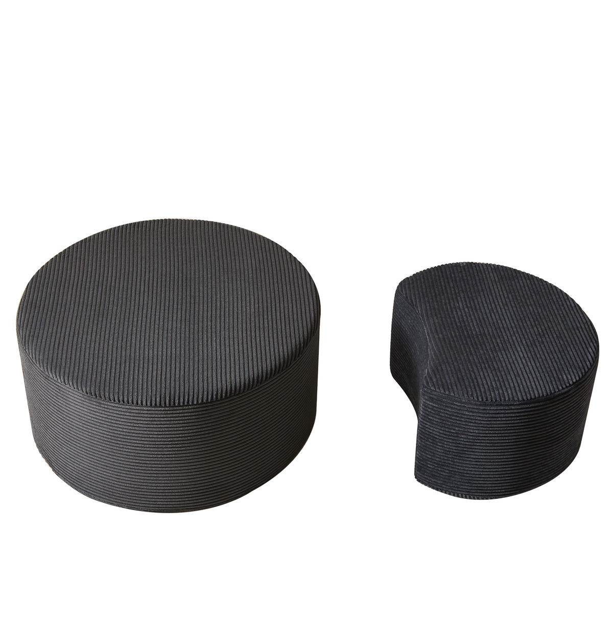 COUCHTISCH-SET 2-teilig in Schwarz aus Stoff, gepolstert und vielseitig nutzbar - Schwarz, Holzwerkstoff (127/81/40cm) - Flora Grace