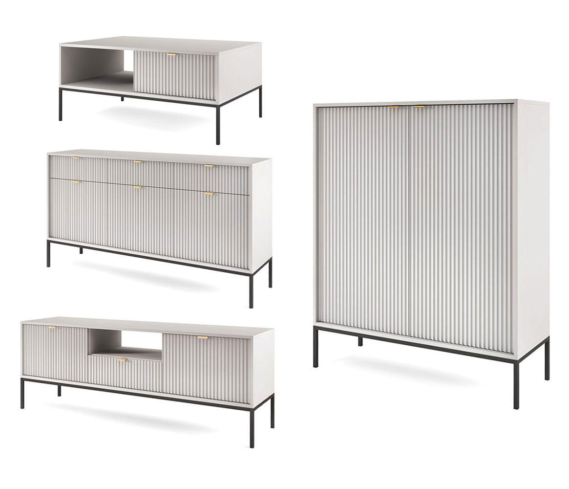 Feldmann-Wohnen Wohnzimmer-Set Grau 412x125x68 cm