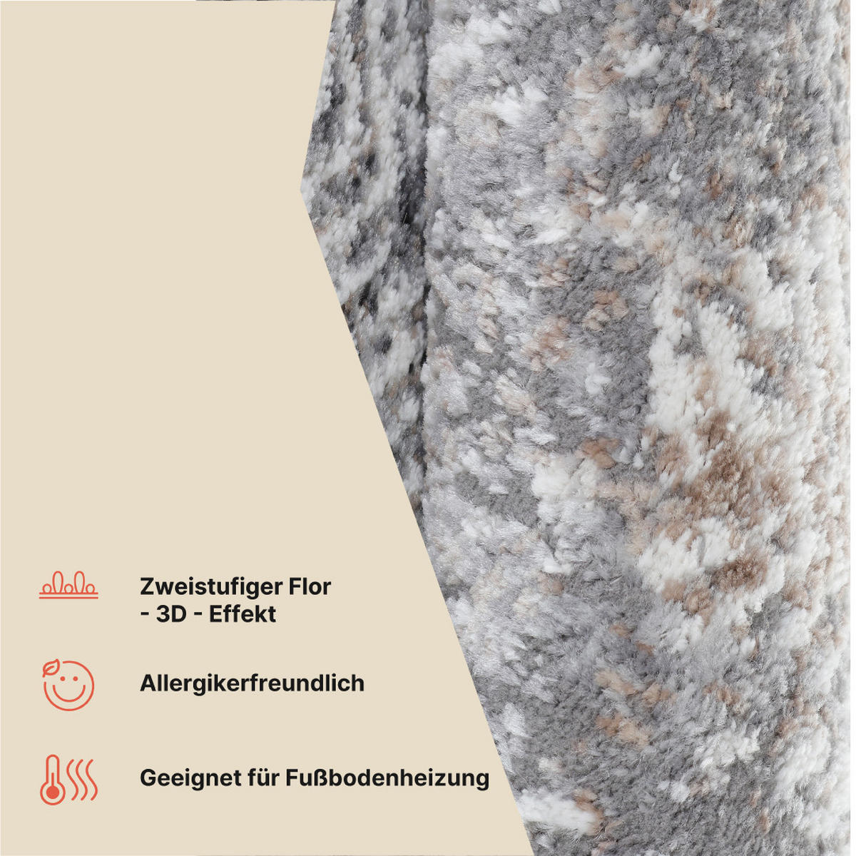 TEPPICH VALLEY Hellgrau Rund 240/240 cm - Hellgrau, Textil (240/240cm) - Tapiso