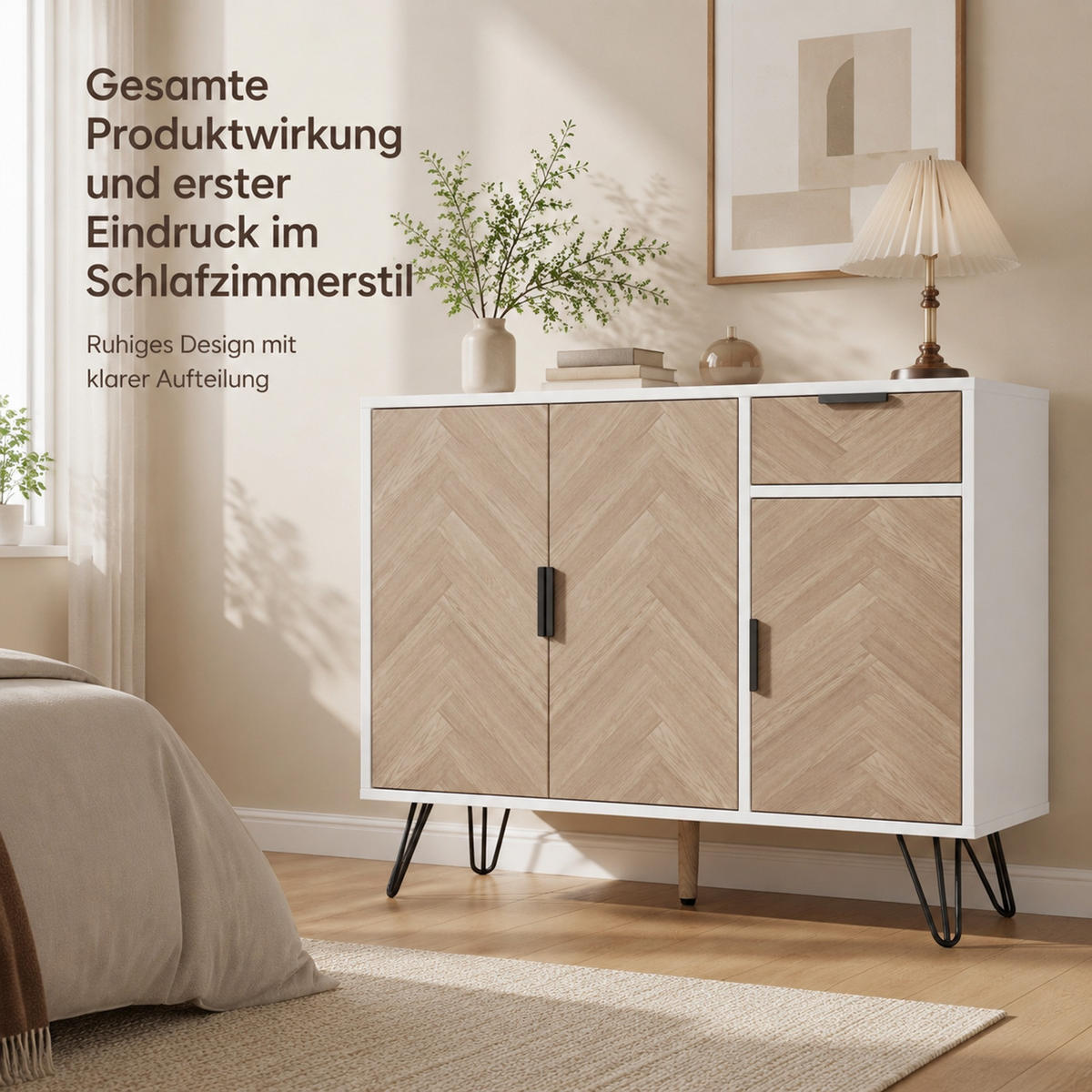 SIDEBOARD 90/30/71,5 cm z MDF a dřevotřísky, bílá v dekoru dřeva - přírodní, kompozitní dřevo (30/71.5/90cm) - Modenvie