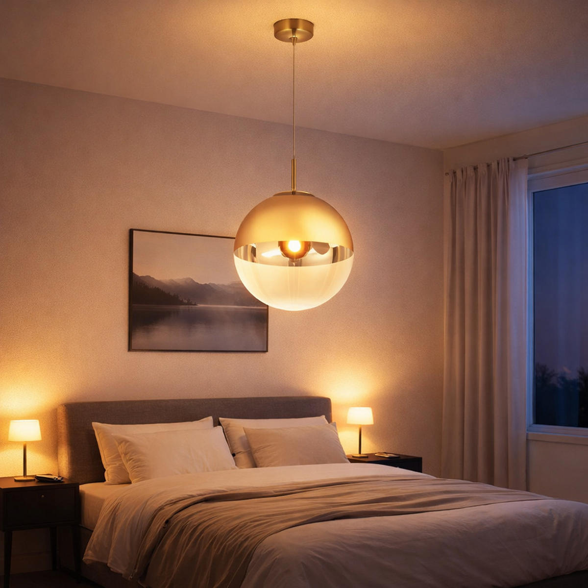 LED HÄNGELEUCHTE Metall Gold - Goldfarben, Glas (30/30/120cm) - Globo Lighting