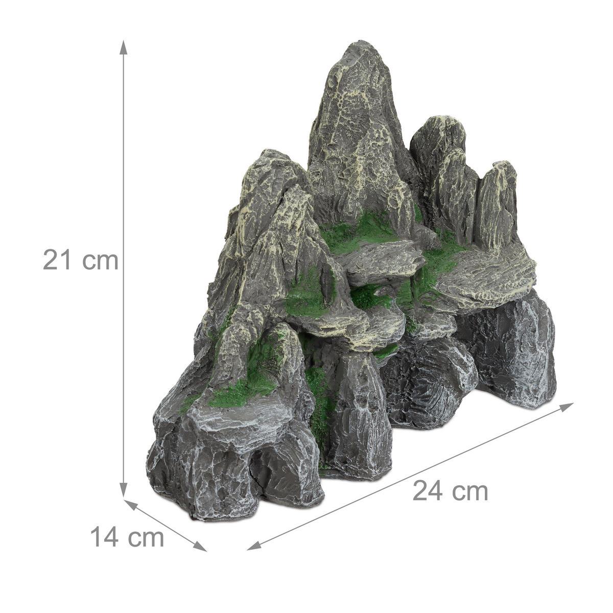 DEKORAČNÉ skaly do akvária - sivá, plast (24/21/14cm) - Relaxdays