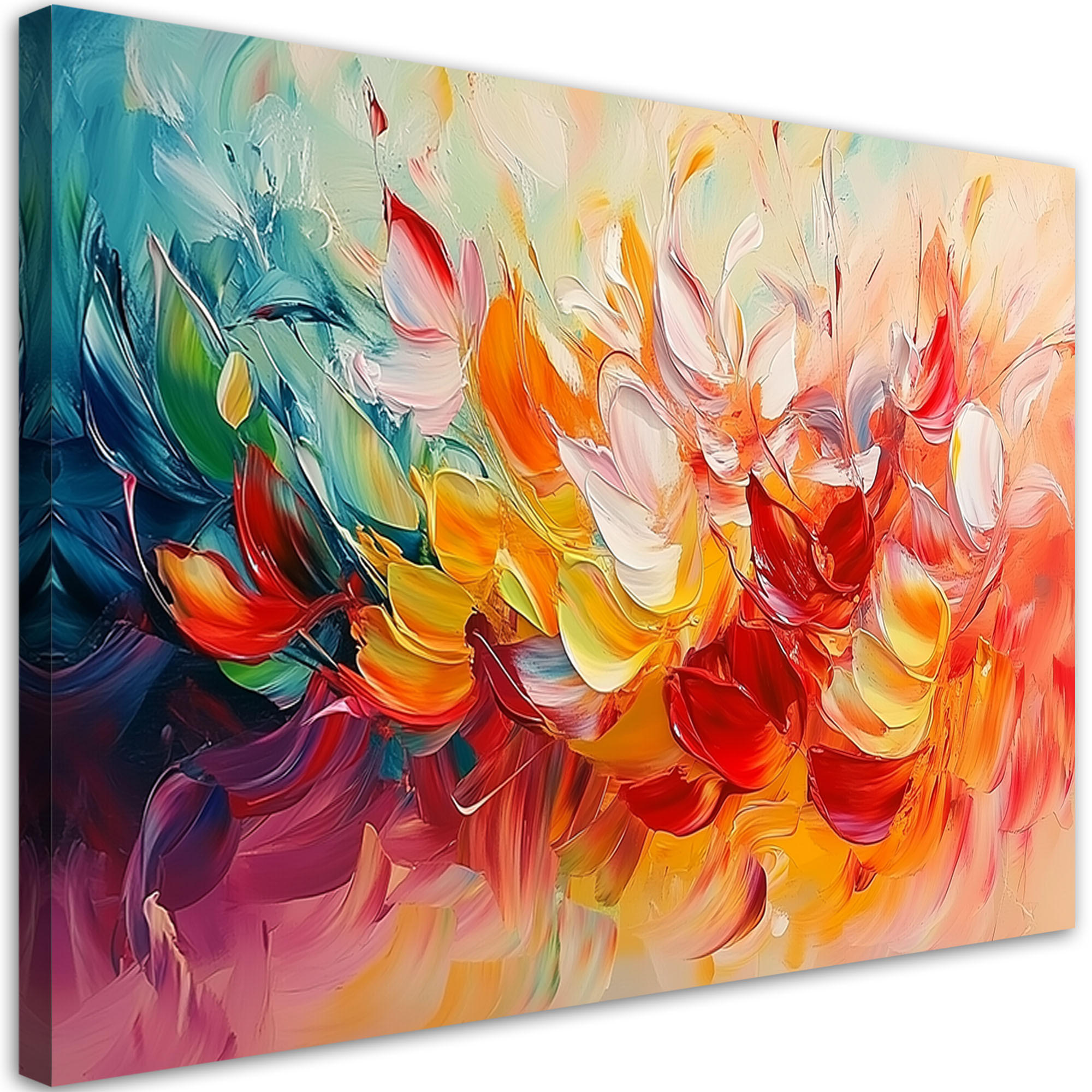 LEINWANDBILD Bunte Moderne Abstraktion 100x70cm - Multicolor, Textil (100/70cm) - Feeby