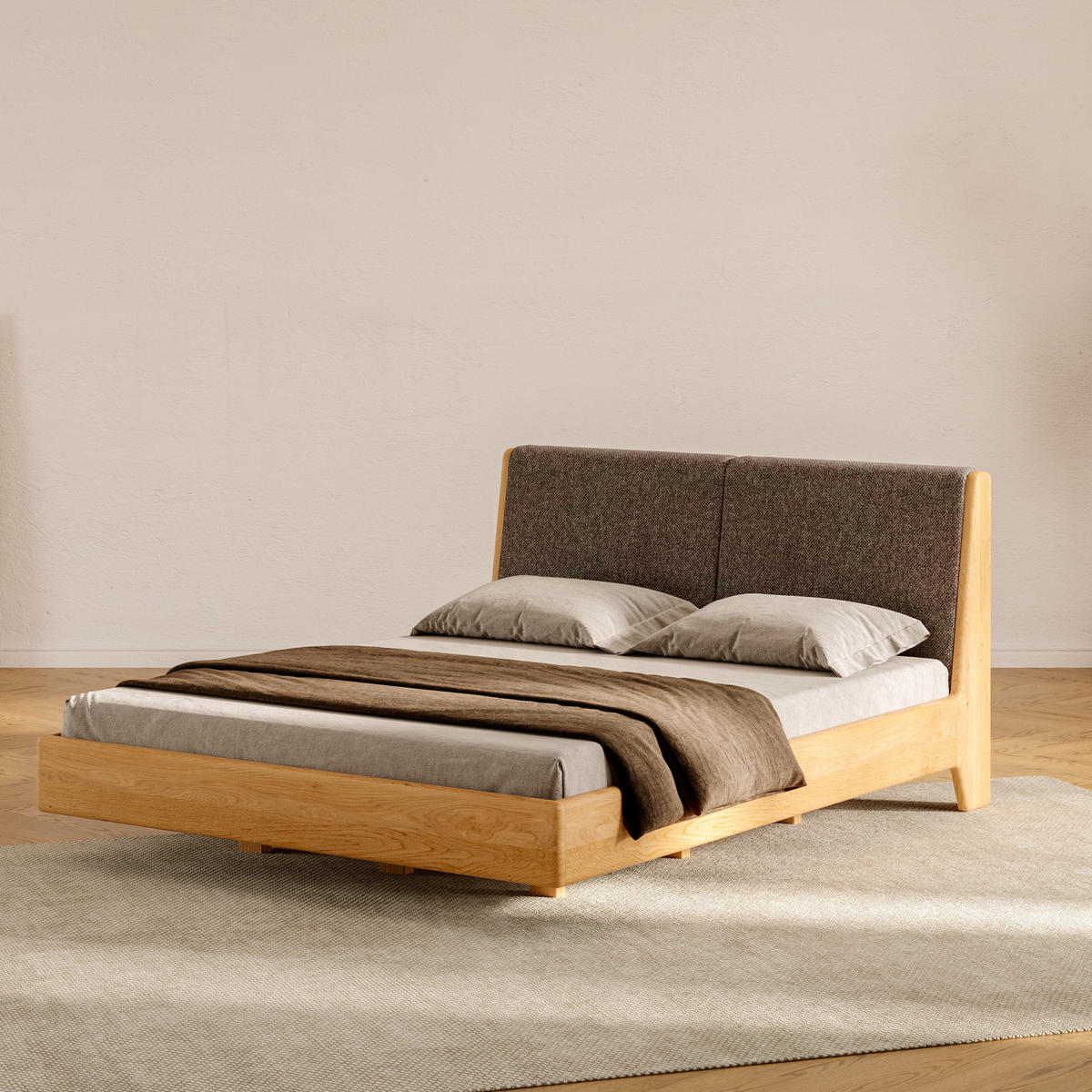 MASSIVHOLZBETT Lumo aus Eiche 200x200 cm - Eichefarben/Braun, Holz (200/200cm) - Danzz