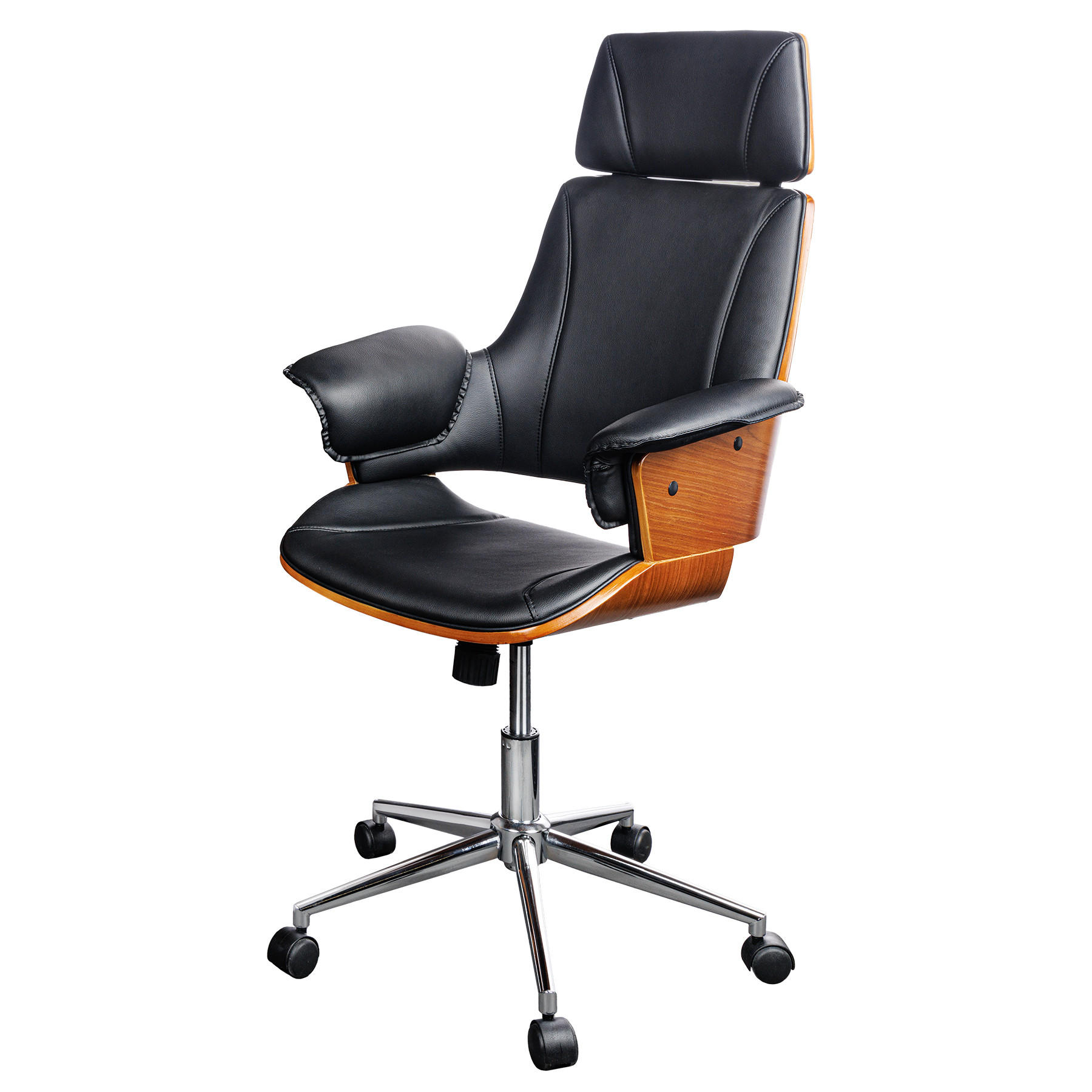 STUHL MANHATTAN Walnuss Schwarz 120 cm - Silberfarben/Schwarz, Holz/Textil (68/111/64cm) - riess-ambiente
