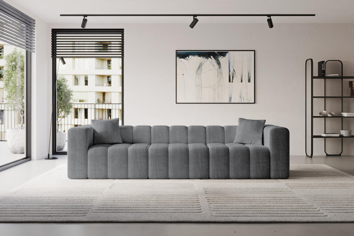 POHOVKA 3-MÍSTNÁ DONY-3 315x90x71 cm Tmavě šedá Manšestr - černá/tmavě šedá, kompozitní dřevo/textil (315/71/90cm) - ALTDECOR