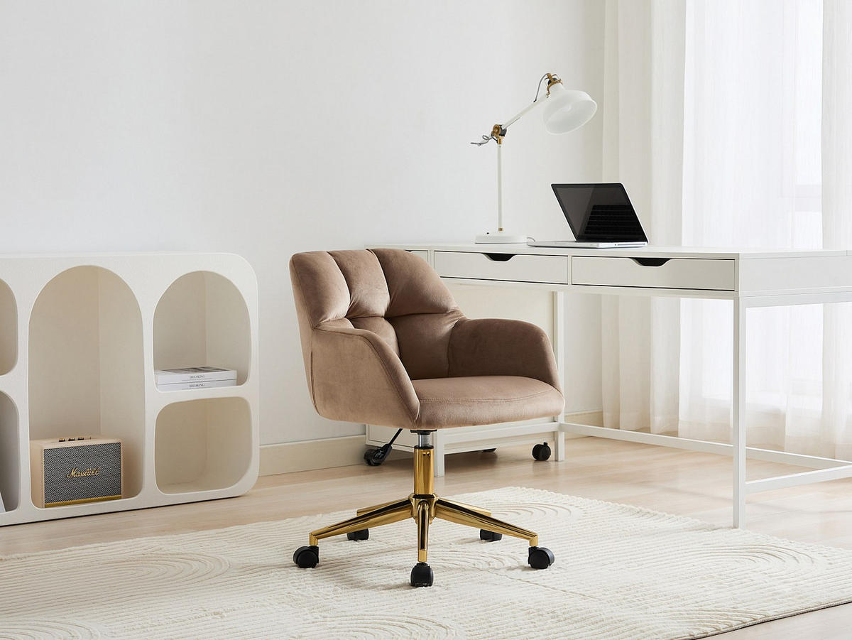 BÜROSTUHL ohne Armlehnen - 59 cm x 60 cm - stoff - beige Pega - Beige, Textil/Metall (59/86/60cm) - Vente-Unique
