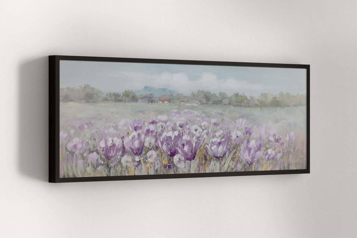 ÖLGEMÄLDE 150/50 cm - Lila/Grün, Holz/Textil (150/50cm) - KUNSTLOFT