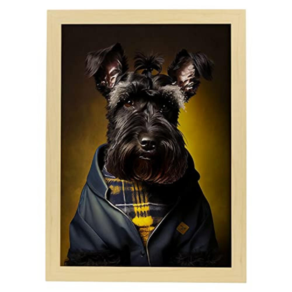 POSTER Riesenschnauzer In Voller Farbe Fotostil A3 Rahmen Aus Hellem Holz - Beige, Papier (29.7/5/42cm) - Nacnic