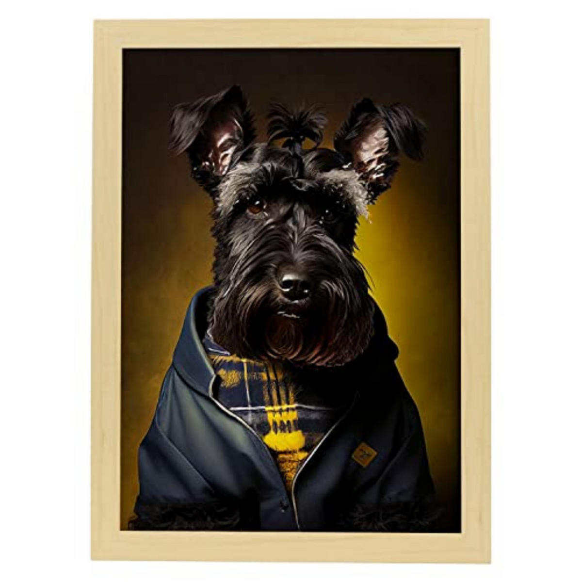 POSTER Riesenschnauzer In Voller Farbe Fotostil A3 Rahmen Aus Hellem Holz - Beige, Papier (29.7/5/42cm) - Nacnic