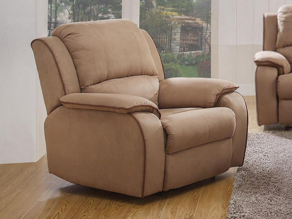 RELAXSESSEL Fernsehsessel - Microfaser - Taupe - HERNANI - Braun, Textil (100/99/96cm) - Vente-Unique