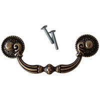 HÄNGEGRIFF BA 96mm Klappgriff Altmessing Truhe Kommode Messing brüniert Vintage - Messingfarben, Metall (12.6/0.8/12.6cm) - Livingpoint24