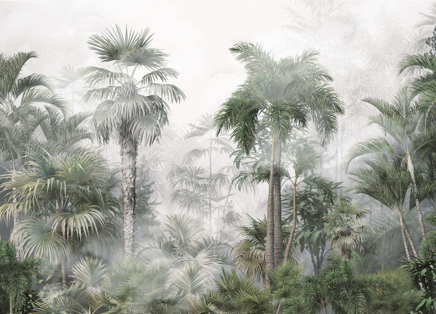 FOTOTAPETE tropische Landschaft mit Palmen 270 x 375 cm - Grün, Papier (270/375cm) - Sanders & Sanders