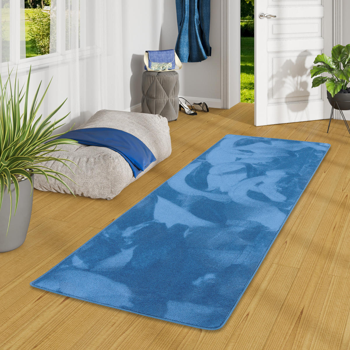 LUXUS SUPER SOFT HOCHFLOR LANGFLOR TEPPICH LÄUFER DELUXE - Blau, Textil (80/320cm) - Snapstyle