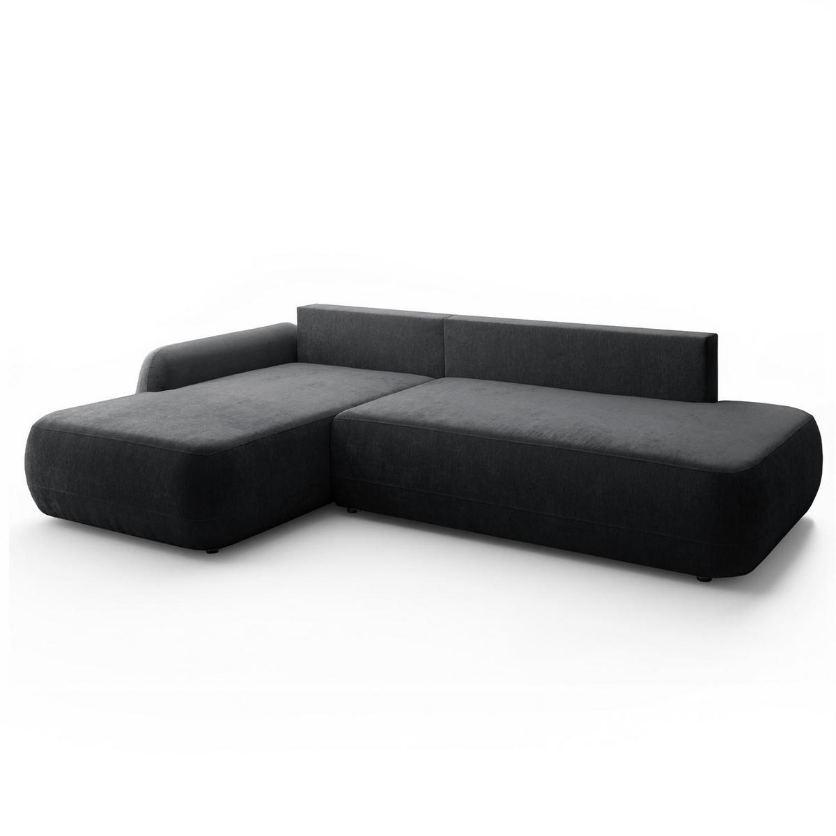 ECKSOFA GOYA mit Schlaffunktion und Bettkasten, Linke, Perfect Harmony 90 - Graphitfarben, Textil (184/302cm) - Lookway