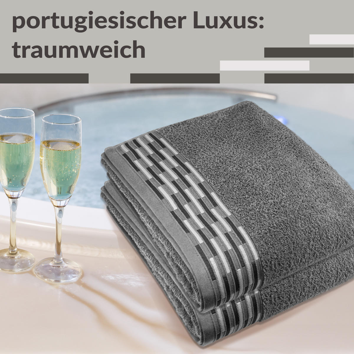 DUSCHTUCH Lugano Dunkelgrau 2er 70x140 cm - Dunkelgrau, Textil (70/140cm) - Lashuma