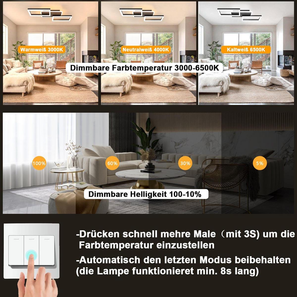 LED-DECKENLEUCHTE Marco 54/35/6 cm - Schwarz, Metall (54/35/6cm) - Nettlife