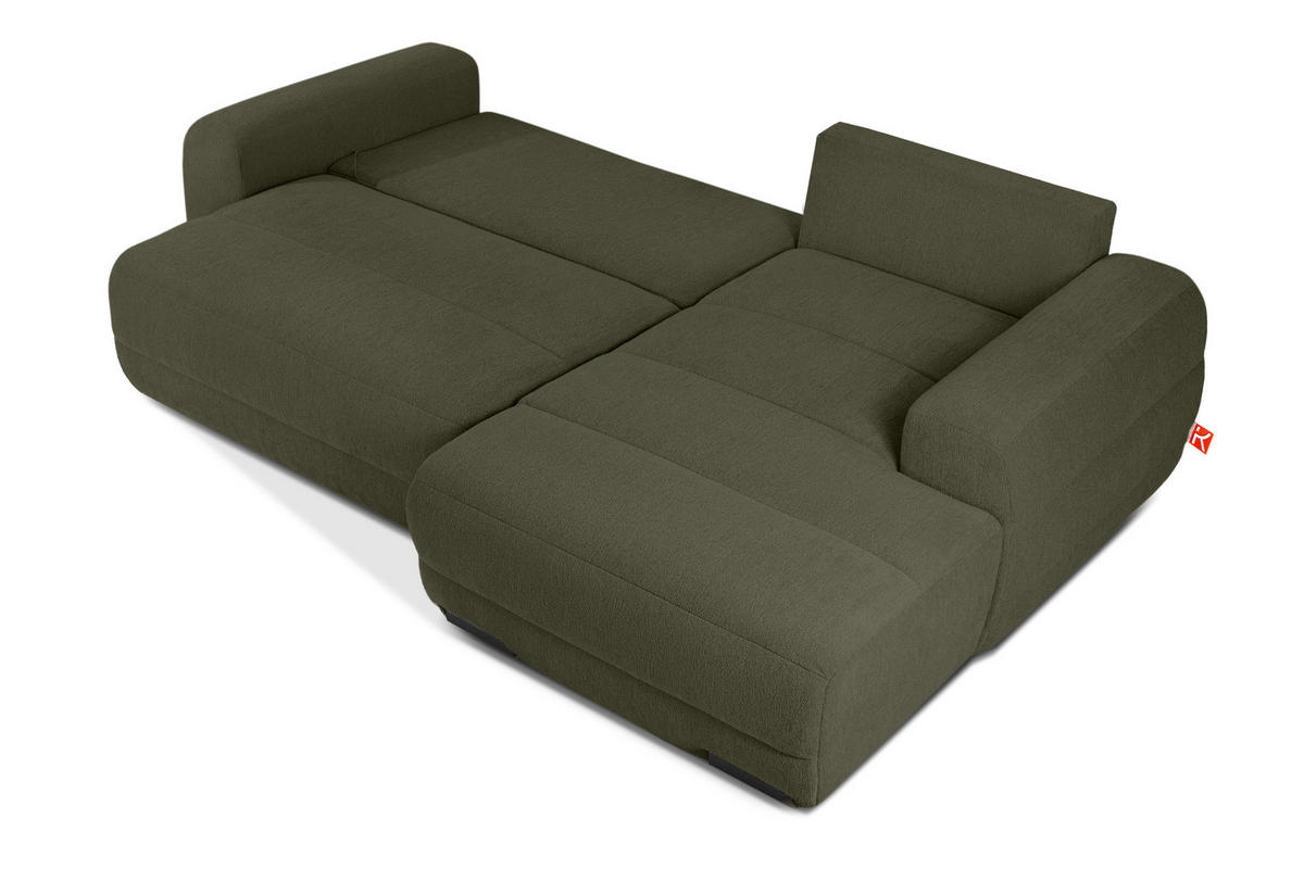 ECKSOFA RECHTS BLUME, Dunkelgrün - Dunkelgrün, Holz/Holzwerkstoff (271/164cm) - KONSIMO®