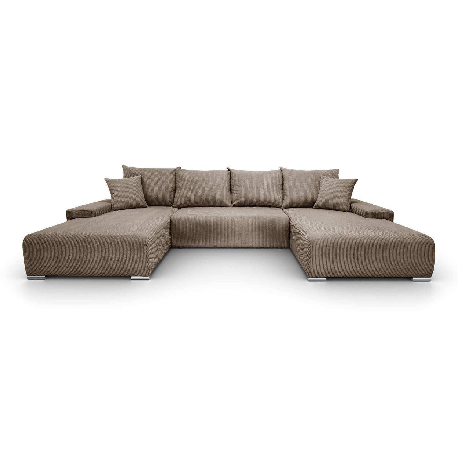 WOHNLANDSCHAFT LAVIO U mit Schlaffunktion und Bettkasten - Braun, Textil (348/93/188cm) - Lookway