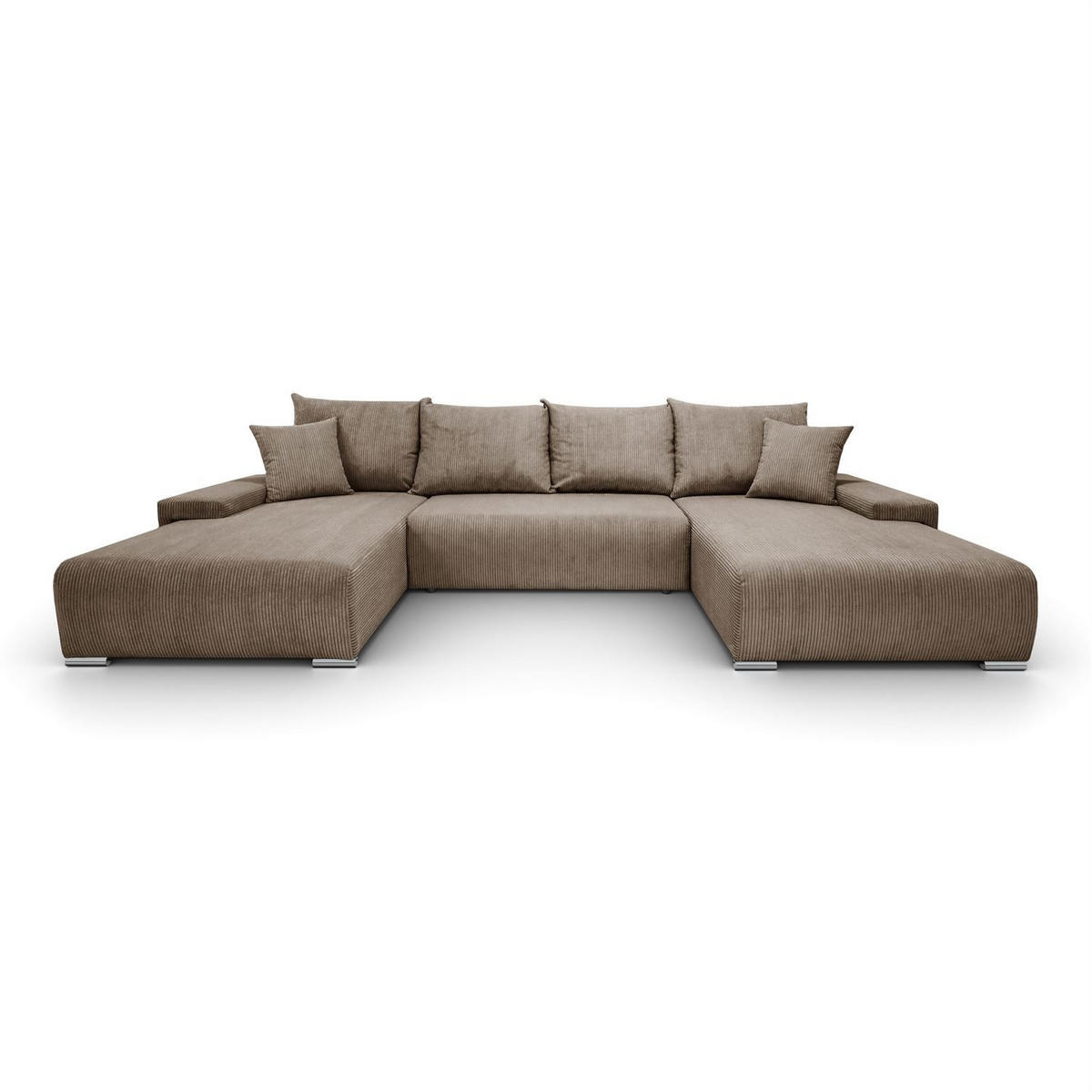 WOHNLANDSCHAFT LAVIO U mit Schlaffunktion und Bettkasten - Braun, Textil (348/93/188cm) - Lookway