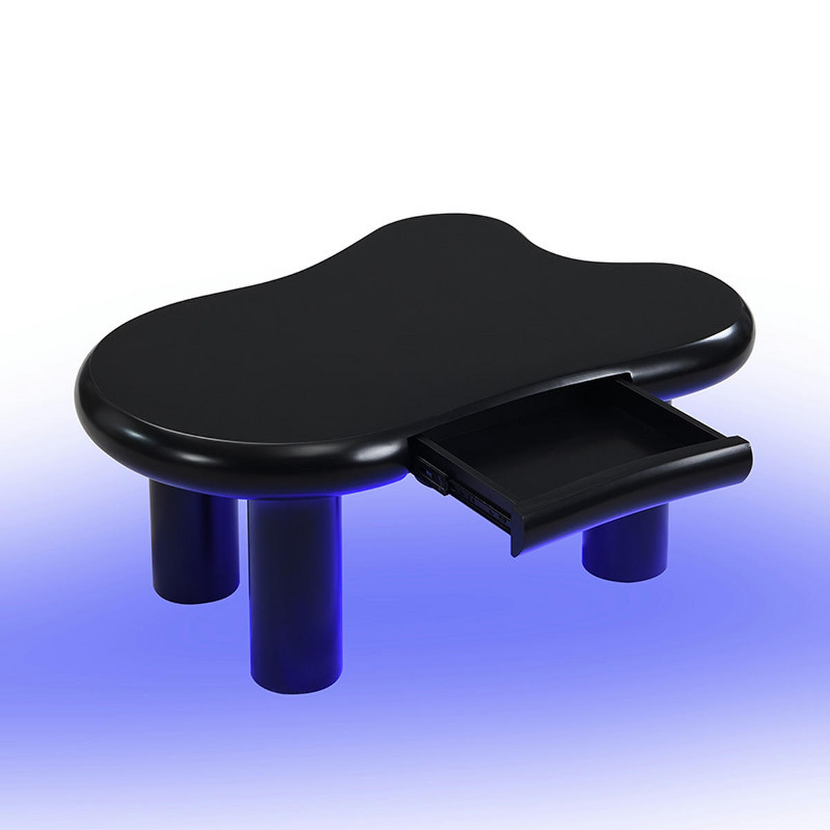 COUCHTISCH Wolkenform LED 16 Farben schwarz - Schwarz, Holz (65.5/98/40cm) - LEBENLANG