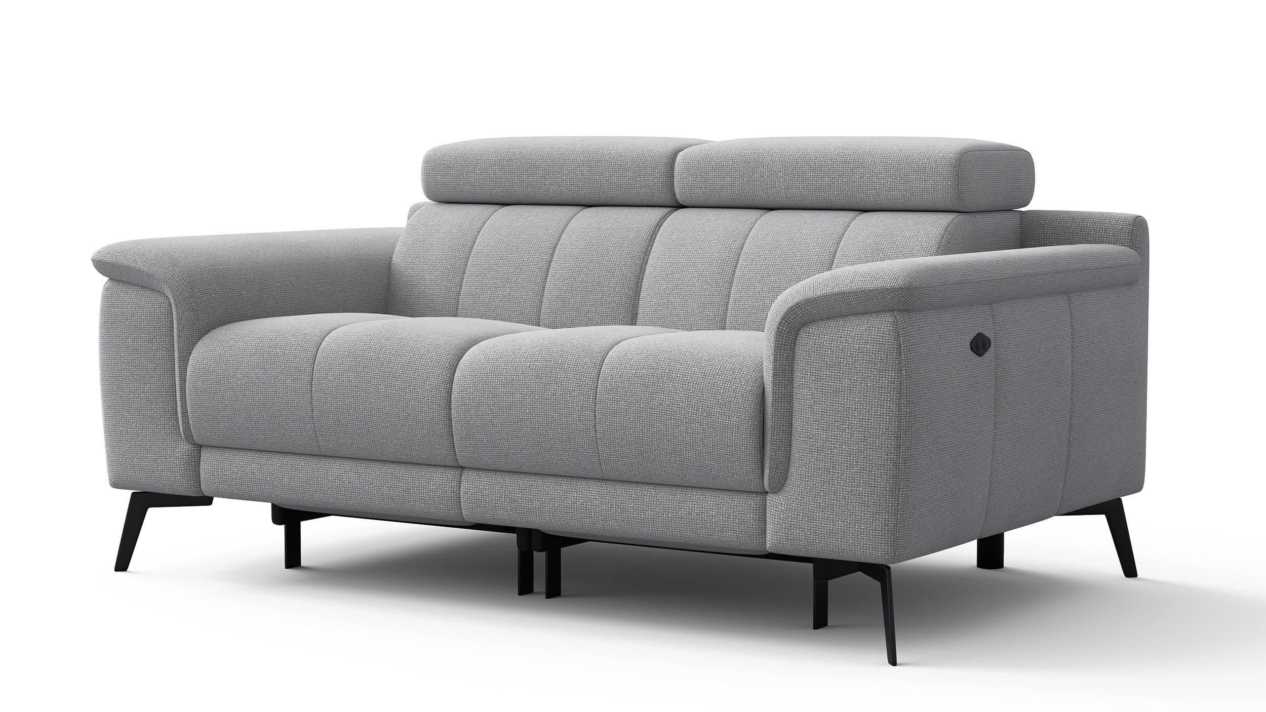 RELAXSOFA FIERO 2-Sitzer mit 2 Relaxfunktionen, silberfarben - Silberfarben/Schwarz, Holzwerkstoff/Textil (170/82/103cm) - Courtois Laville