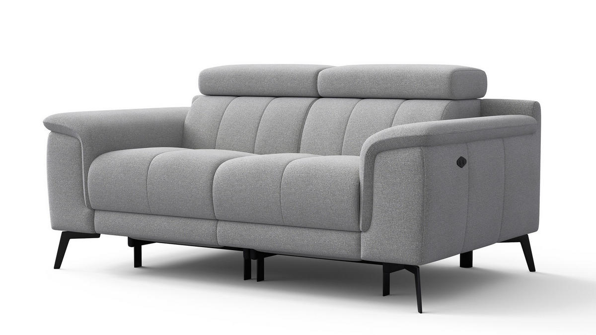 RELAXSOFA FIERO 2-Sitzer mit 2 Relaxfunktionen, silberfarben - Silberfarben/Schwarz, Holzwerkstoff/Textil (170/82/103cm) - Courtois Laville