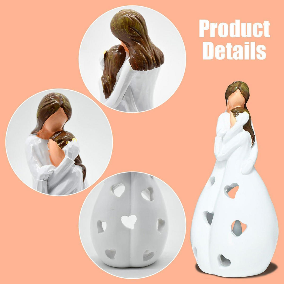 KERZENHALTER Mutter & Tochter mit LED-Kerze und Grußkarte - Weiß, Kunststoff (1/1/1cm)