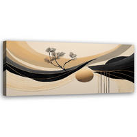 WANDBILD abstrakter geometrischer kreisbaum - Beige, Textil (90/30cm) - Feeby