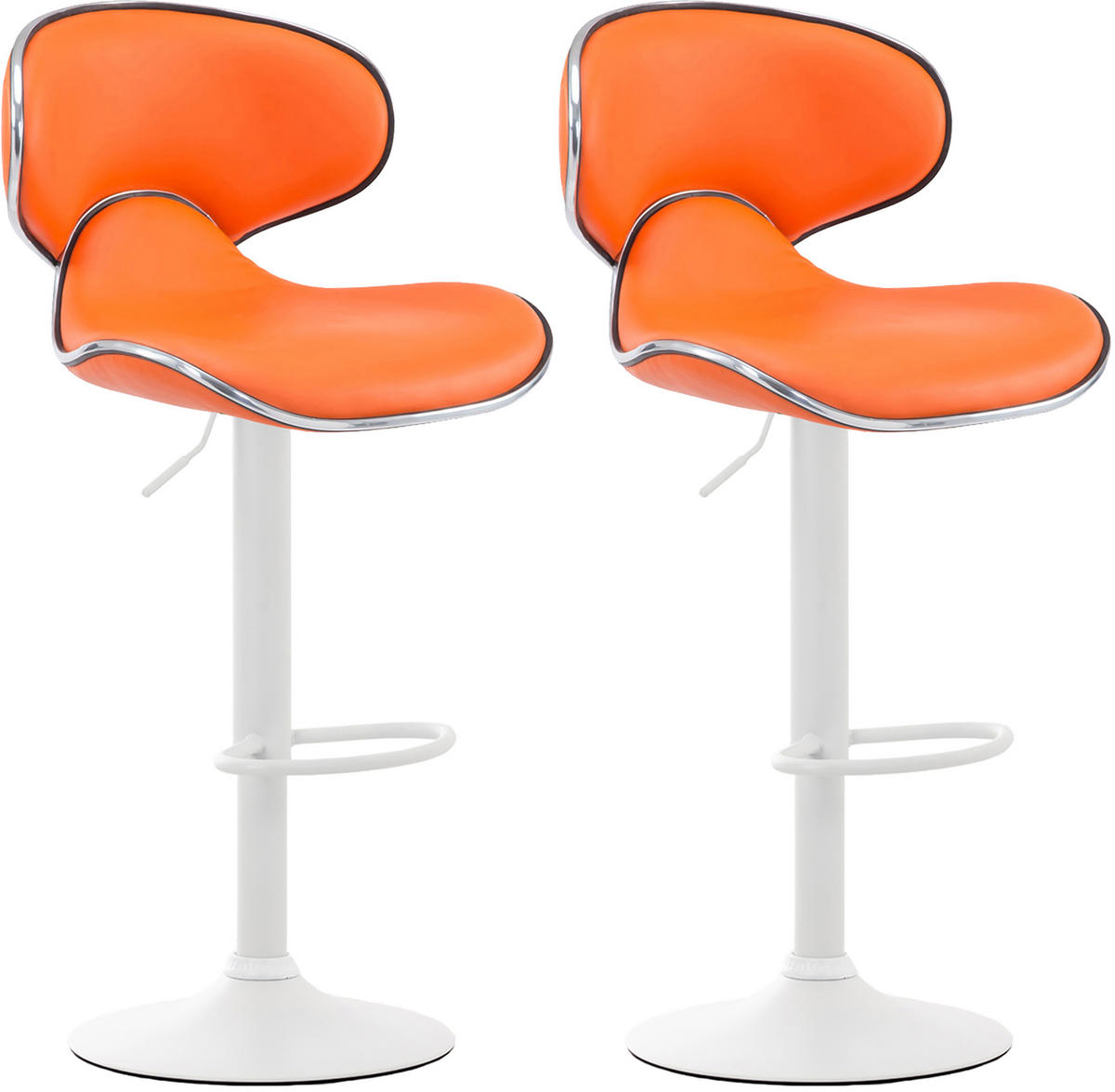 BARHOCKER 2er Set Las-Mallorcas Kunstleder weiß orange - Orange/Weiß, Kunststoff/Metall (46/108/49cm) - TPFLiving
